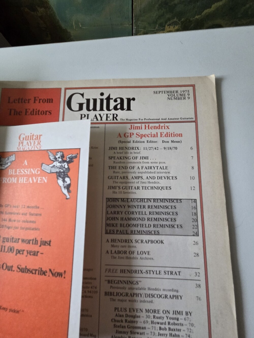 Vintage September 1975 Jimi Hendrix Guitar Player Magazine with Flexi Record - Picture 3 of 7